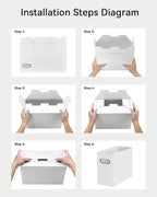 Oterri File Organizer Box, Portable Collapsible Cardboard File Folder Organizer with Handle for Letter Size Hanging Files, Do