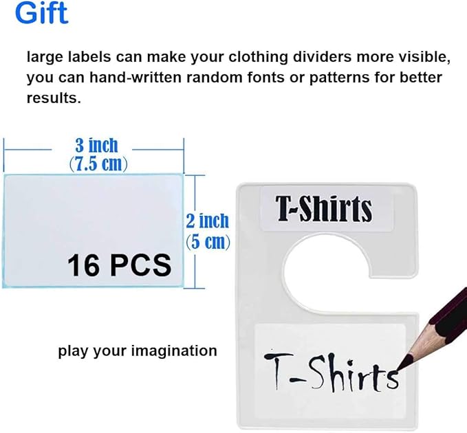 10 Pack White Clothing Rack Size Dividers Plus 60 Labels (1 Inch) and 16 Large Blank Labels, Large Rectangular Clothing Close
