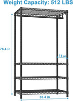 Ulif H4 Portable Closets, 4-Tier Metal Clothes Garment Rack for Bedroom and Cloakroom, Clothing Closet Storage and Organizer 