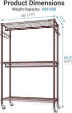 VIPEK R2 Plus Rolling Clothes Rack for Hanging Clothes Heavy Duty Clothing Rack 3 Tiers Adjustable Metal Wire Shelving Garmen