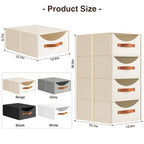 Homsorout Stackable Storage Drawers - Large Collapsible Storage Bins with Drawers, 4 Pack Closet Shelf Organizer Basket, Fabr