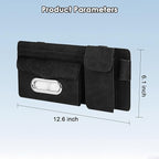 Multi-Pocket Car Visor Organizer with Zippered Compartments - 6-Pocket Sun Visor Storage Pouch for Sunglasses, Phone, Keys, Cards - Universal Fit for Cars, Trucks, SUVs (Grey)