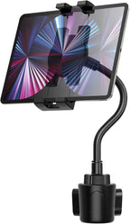 Gooseneck Car Cup Holder Tablet Mount, Truck Tablet Holder Cupholder Mount [Flexible Stable Long Arm] for 4-12.9" Tablets & Phones, iPad Pro/Air/Mini, Galaxy Tab, Fire HD, iPhone Series