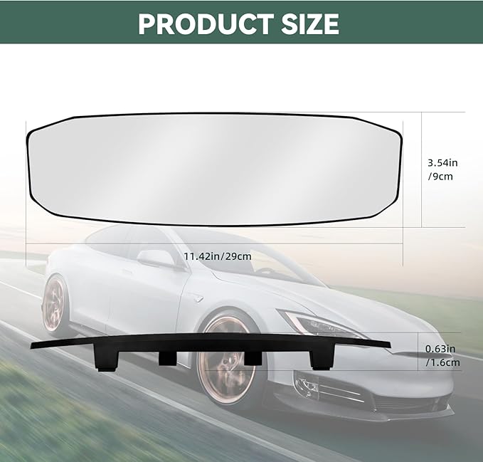 NTNEV 12''x3.5'' Large Rear View Mirror, Anti Glare Panoramic Wide Angle Rearview Mirror, Universal Interior Clip On Rear View Mirror for Car SUV Trucks