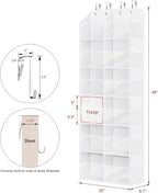Univivi Over the Door Organizer, 6 Tiers Behind Door Storage with Clear Deep Pockets Hanging Organizer for Closet, Bedroom, N