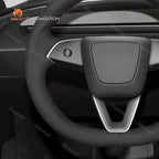 MEWANT Hand Stitched Matte Carbon Fiber&PU Leather Steering Wheel Cover Wrap for Tesla Model 3 Highland 2023 2024 2025 Steering Wheel Accessories