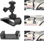 Car Sun Visor Mount for Insta360 X5 X4 X3, Car Mount Inside Holder with Phone Clip for DJI Osmo Pocket 3/360 Action 5 Pro 4 3/Xtra Muse, Go-Pro POV Mount Vlog/Video Smartphone Accessories