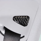 Seat Belt Adjuster Base Panel Cover Compatible with Tesla Model 3 Highlander 2023+, Car Safety Belt Buckle Panel Decor Frame, Seat Belt Warp Cover, Carbon Fiber (Black)