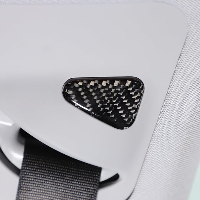 Seat Belt Adjuster Base Panel Cover Compatible with Tesla Model 3 Highlander 2023+, Car Safety Belt Buckle Panel Decor Frame, Seat Belt Warp Cover, Carbon Fiber (Black)