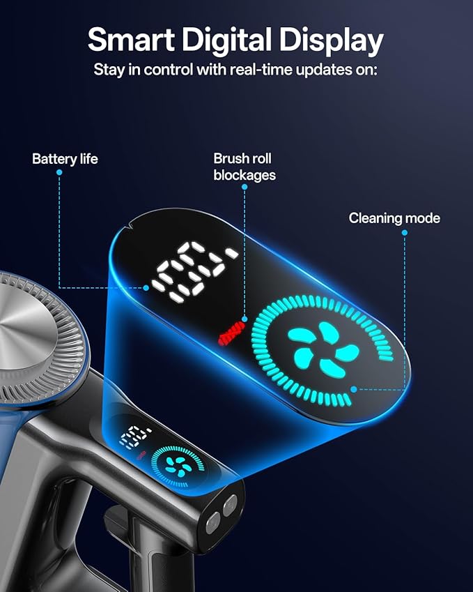 Cordless Vacuum Cleaner, 8-in-1 Cordless Stick Vacuum Cleaner with 3 Suction Modes, Up to 45mins Runtime, Rechargeable, Self-