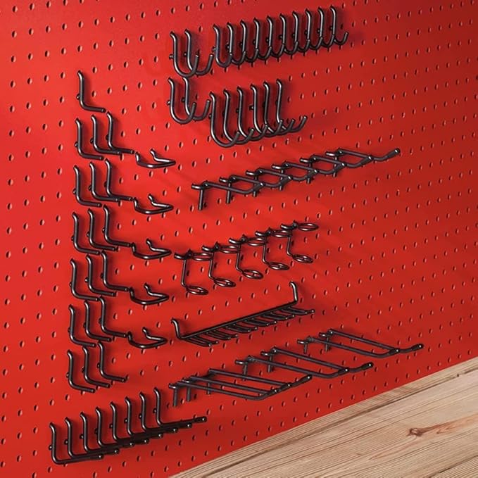 Extra Thick Black 1/4'' Pegboard Hooks for Hanging Tools, Set of 70 Pieces 1/4'' Black Peg Board Accessories Peg Hooks, Peg B