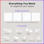 Keepo Peg Board Wall Organizer for Gaming Setup, Pegboard with Adhesives & Screw Mounts, Includes Peg Board Accessories for G