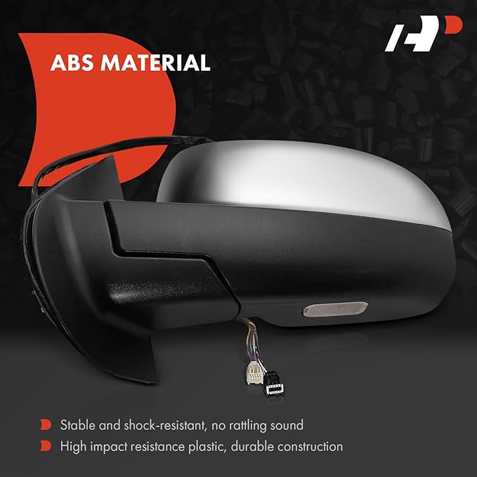 A-Premium Driver Side Power Door Mirror - Compatible with Chevy Tahoe, Suburban 1500 2500 & GMC Yukon - Heated Power Folding w/Blind Spot Detection, Turn Signal, Puddle Light, Memory Function, Chrome