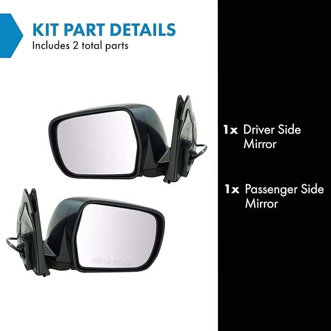 TRQ 2 Piece Driver and Passenger Side Mirror Assembly Set Electric Adjustment Heated No Memory Textured Compatible with 2001-