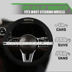 Suede Steering Wheel Cover with Upgraded Silicone Inner Ring, Anti Heat, Breathable, Anti-Slip, Leather Universal 14.5 to 15 
