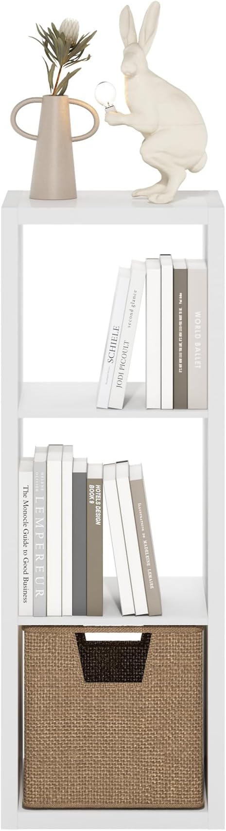 Furinno Cubicle Book Shelf, 3-Cube Bookshelf, Extra Thick Frame Horizontally & Vertically Reversible Bookcase with Open Back,
