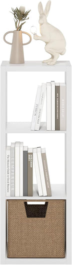Furinno Cubicle Book Shelf, 3-Cube Bookshelf, Extra Thick Frame Horizontally & Vertically Reversible Bookcase with Open Back,