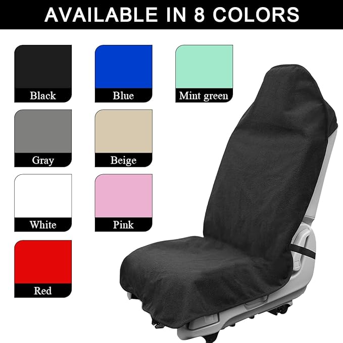 2PCS Car Towel Seat Cover, Waterproof Sweating Non-Slip Premium Soft Towel Carseat Protector, Universal Machine Washable Car 