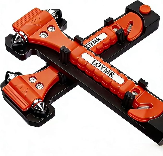 Car Safety Hammer (2 Pack) - 2-in-1 Emergency Escape Tool with Window Breaker & Seat Belt Cutter for Vehicles, Home & Office