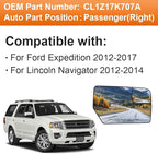 Senzeal Passenger Side Heated Mirror Glass Replacement for Ford Expedition 2012-2017 Lincoln Navigator 2012-2014 Blind Spot Mirror Glass CL1Z17K707A (Right Side)
