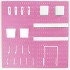 Wall-Mounted Pegboard Kit, 25.2" x 25.2" Organizer Panel – Large, Cost-Effective & Nail-Free Installation Pink