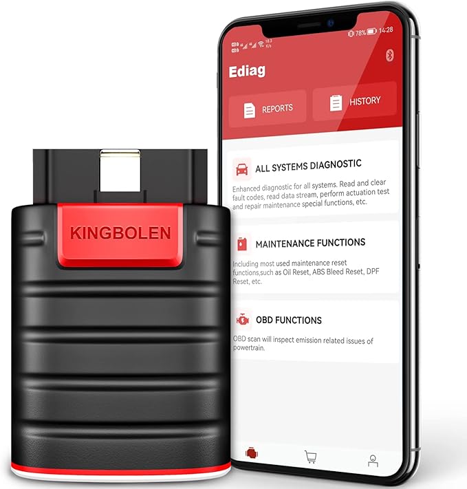 KINGBOLEN Ediag OBD2 Scanner Bluetooth, Bidirectional Scanner All System Diagnostic Tool for iOS & Android, Active Test,15+