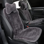 OGLAND 2 Pack Fur Fluffy Sheepskin Car Seat Covers for Universal Plush Soft Seat Cushion Accessories Automobiles (Graphite)