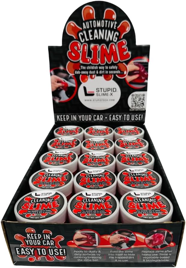STUPID Technologies Slime-X (New) – Re-Engineered Car Cleaning Gel 4-Pack (640g) – Detailing Putty for Interior Cleaning – Li