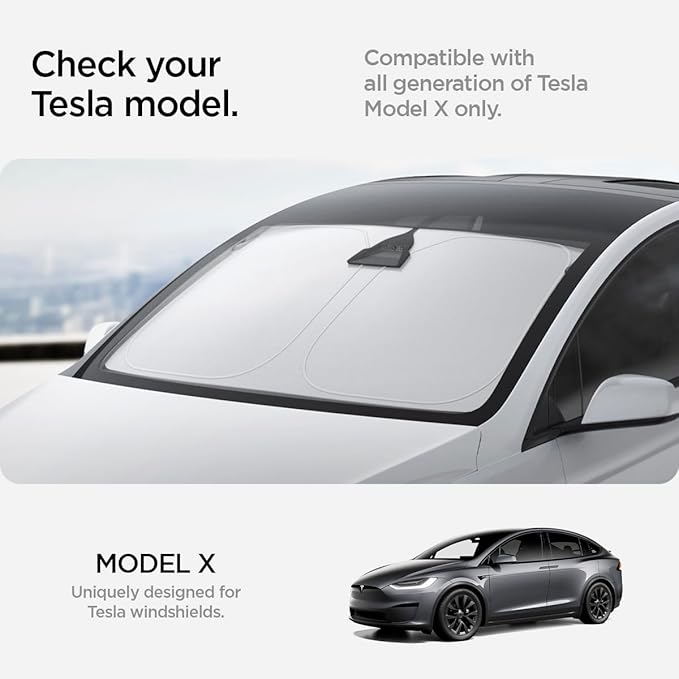 Spigen Triple-Coated Front Windshield Sunshade for All Tesla Model X (2015 to Current)
