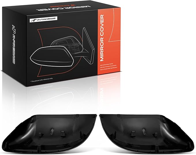 A-Premium 2 PCS Driver and Passenger Side Rearview Mirror Covers Caps - Compatible with Honda Civic 2014-2015 - Smooth Black, Without Turn Signal Hole