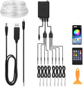 Car Interior LED Strip Lights, 10m RGB 8 in 1 Car Ambient Decor Neon Lights Kit 400 inches Fiber Optic tubing USB Powered RGB with Wireless APP Remote Control, Ambient Lighting Kits 16 Million Colors