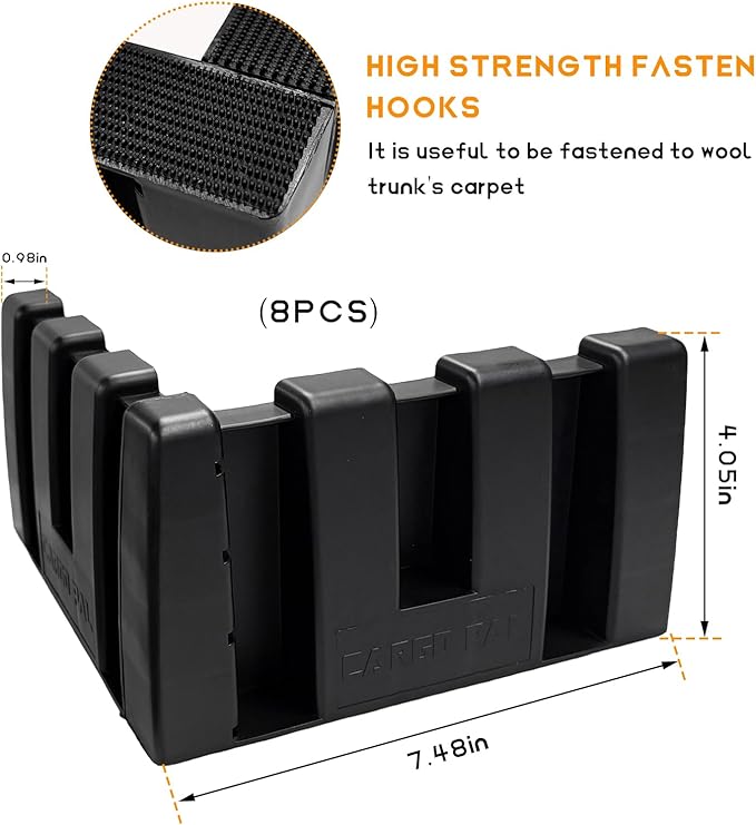 8PCS Multipurpose Cargo Organizer Blocks, Plastic Cargo Storage Organizer Blocks for Wool Carpet Trunk, Grocery Trunk Divider