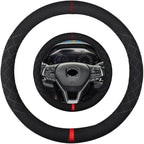 Suede Steering Wheel Cover,Compatible with Honda Civic 2006-2015 CR-Z Insight S2000 Leather Sport Non-Slip Wheel Cover Car Interior Accessories 14-14 1/4 inch for Man and Women
