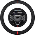 Suede Steering Wheel Cover,Compatible with Honda Accord Civic CR-V Pilot Odyssey Fit Ridgeline Suede Leather Sport Non-Slip Wheel Cover Car Interior Accessories 15 inch for Man and Women