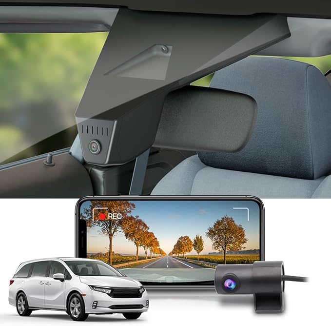 Fitcamx Front 2K+Rear 1080P Dash Cam Adapts for Honda Odyssey 2021-2026 Gen6 (HD2-D5900), Integrated OEM Look, Dual HD Video,