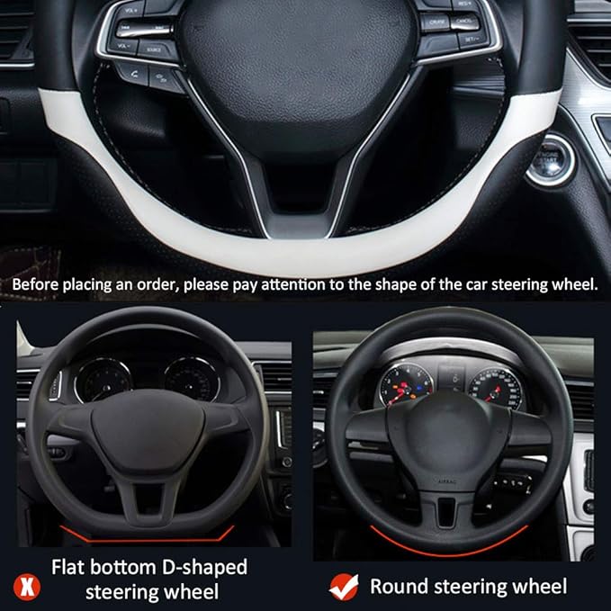 Car Steering Wheel Cover with Durable PU Leather, Universal 17 inch Fit for Car Truck SUV, Breathable Anti Slip Auto Steering Wheel Covers for Men and Women