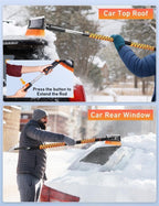 EcoNour 55" Telescopic Snow Brush and Ice Scraper for Car Windshield & Windows | 270° Rotating Snow Broom with Squeegee | Extendable Snow Removal Brush for SUV, Truck, and Car