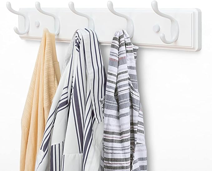Badiano Wooden Coat Rack, Wall-Mounted Organizer for Closet, Entryway, Hallway, Foyer, Bedroom, Heavy Duty Double Hooks for H