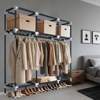 Portable Wardrobe for Hanging Clothes, 67" x 17.7" x 63‘’Covered Portable Wardrobe withWardrobe with Alloy Steel Connectors, 
