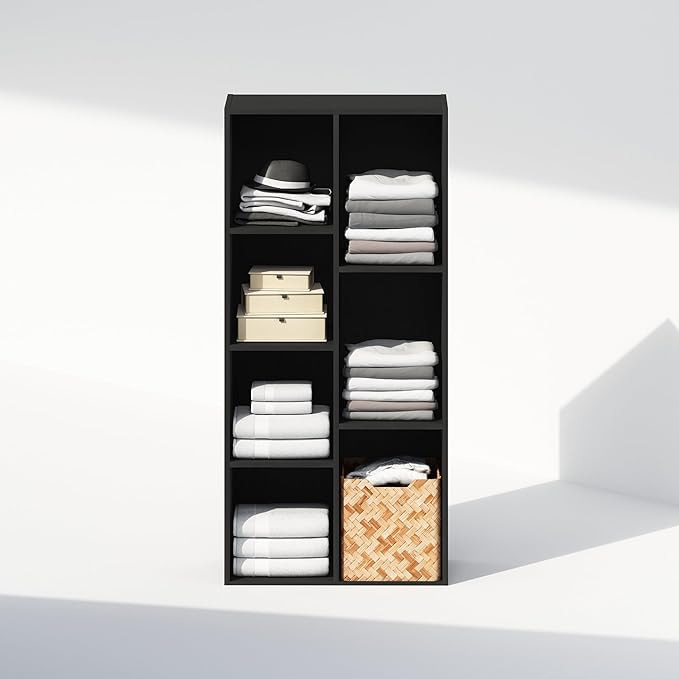 Furinno Reed Closet Organizers and Storage, 7-Cube Closet Organizer, Open Shelf Closet Storage, for Wardrobe, Bedroom, Living