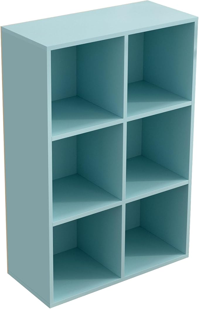 OSCHF 6-Cube Storage Shelf Bookcase - Wooden 3-Tier Floor Standing Open Bookshelf for Home and Office, Display Cabinet, Light