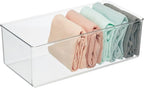 mDesign Long Plastic Drawer Organizer Box, Storage Organizer Bin Container; For Closets, Bedrooms, Use for Leggings, Socks, T