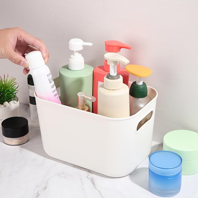 Zopeal Plastic Storage Bins 10 Pcs White Pantry Organizer Bins Small Baskets Storage Containers for Home Kitchen (10 x 7 x 6 