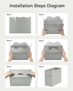 Oterri File Organizer Box, Portable Collapsible Cardboard File Folder Organizer with Handle for Letter Size Hanging Files, Do