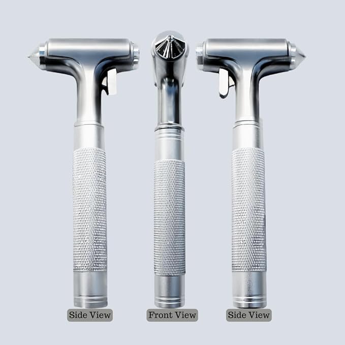 3-in-1 Car Safety Hammer - Belt Cutter, Glass Breaker and Hammering Function - Emergency Escape Tool