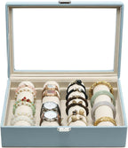 Bracelets Organizer Rods Bangles Display Holder, Clear See through Lid Leather Velvet Jewelry Storage Box Case for Women, 4 R