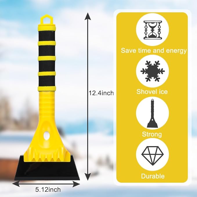 Snow Brush and Ice Scraper Set for Car Windshield Snow Frost Ice Removal Tool Detachable Snow Scraper with Foam Handle for Cars Trucks Window