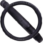 Flying Banner Faux Leather Heavy Duty Inner Ring car Steering Wheel Cover 14.5-15 inches (All Black)