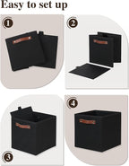 Temary 11x11 Storage Cubes Fabric Cube Storage Bins with Handles Clothes Storage Boxes Baskets for Organizing Home, Shelf, Cl