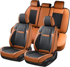Coverado Car Seat Covers Full Set, Car Seat Protector Car Seat Cushion, Nappa Leather Seat Covers for Cars, Front and Back Se